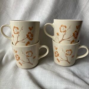 Set of 4 1980's Corning 'China Blossom' Ceramic Stoneware Mugs!